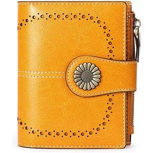 SENDEFN Small Women Wallet Genuine Leather Bifold Purse RFID Blocking Card Holde